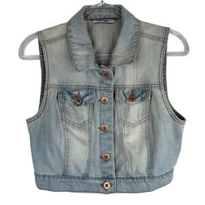 HIGHWAY JEANS 90s & Y2K Style Crop Denim Vest Womens Sz M Western Cowgirl Biker